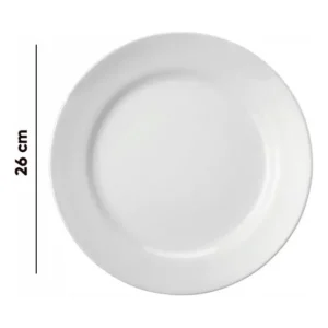 Jogo De Pratos Rasos 26cm 12 Peças Porcelana Branca Schmidt