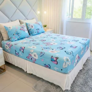Jogo De Lençol Cama Casal Size 3 Peças Box Estampado Com Elástico Malha 100% Algodão Cozzilar Toque Macio Hotel Pousada Modelo 2