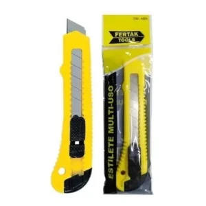 Estilete Multiuso Com Trava Fertak 18mm Profissional Amarelo