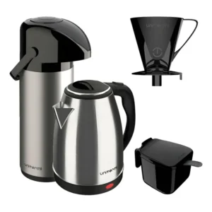 Kit 1 Chaleira Jarra Elétrica 1,8l 1 Garrafa Térmica Inox 1l Verona-inox 110v 1l