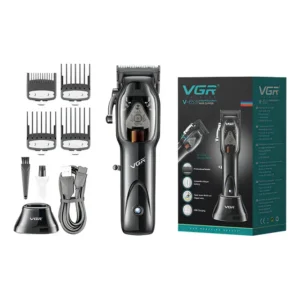 Maquina Para Corte De Cabelo Vgr V-653 -9.000 Rpm S/ Fio Cor Preto