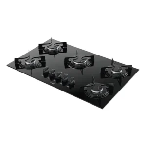 Cooktop 5 Bocas Atlas Agile Up Preto Com Mesa de Vidro e Mega Chama