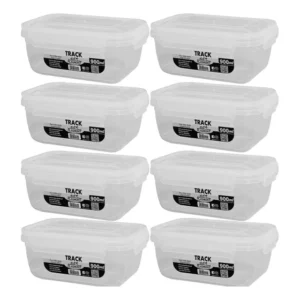 Kit 10 Potes 900ml Marmitas Transparente Fitness Trava