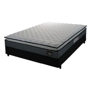 Cama Box Casal Colchão Espuma D33 Pillow Top Millenium 138x188x57cm Cinz e Preto Hellen