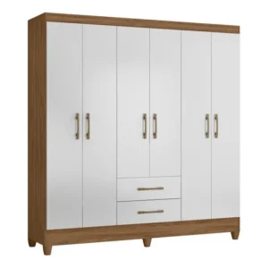 Guarda Roupas Casal Com 6 Portas Panamá Nature / Branco