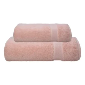 Jogo De Toalha Banho/rosto Ícone 100% Algodão 2 Camesa Cor Rosa Branco