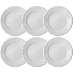 Jogo Pratos Raso Refeição 6 Peças Pomerode Porcelana Schmidt Branco