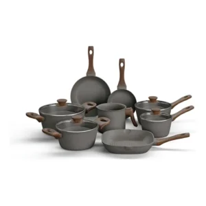 Conjunto Panelas Indução Grafito 8 Peças Mimo Style Cinza