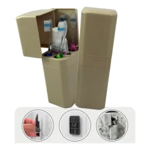 Kit 2 Porta Escovas De Dente Com Tampa Organizador Adesivo