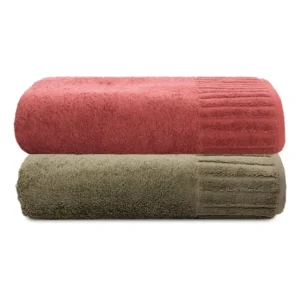 Jogo Toalha De Banho Gigante Ele/ela Velour - 500g/m² Camesa Cor Vinho/marrom