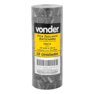 Kit 10 Fitas Isolante, 19 Mm X 20 M, Preta - Vonder