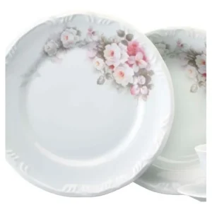 Conjunto 6 Pratos Sobremesa Porcelana Bolo Elegante Floral.