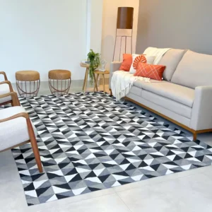 Tapete 2,00x2,00 Quarto Sala De Estar Lazer Escritório Luxo Comprimento 2 M Cor Preto Desenho Do Tecido Geométrico Largura 2 M