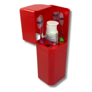 Dispenser De Banheiro Compartimento Suporte De Escova Pasta Cor Vermelho