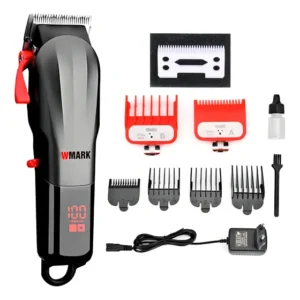 Cortador de Cabelo Wmark NG115 Vermelho Lamina Cerâmica Display Digital