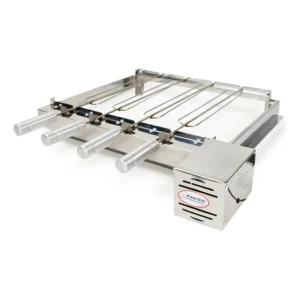 Brasa Grill: Kit 4 Espetos Ajustável Churrasqueira Trilho Cor Direito