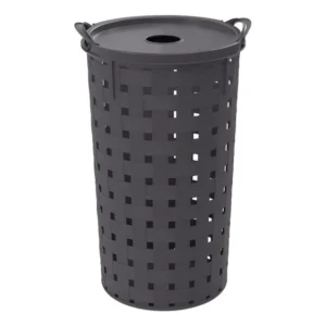 Cesto Para Roupas Redondo Alto Fita A1 37l Cinza Plasutil