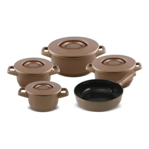 Jogo de panelas de cozinha Ceraflame Duo+ Smart com 5 peças de cerâmica marrom