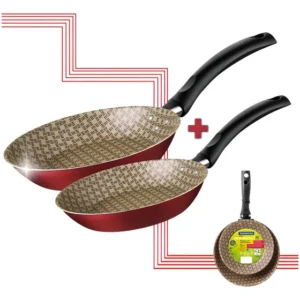Jogo Frigideira 2 Peça Antiaderente Tramontina Aluminio Kit Vermelho