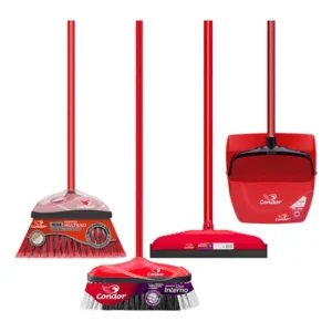 Kit 2 Vassouras Sintética Varre Fácil 1 Rodo 1 Pá Caçamba