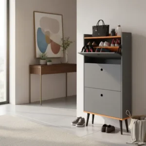 Sapateira Dark Retrô 3 Gavetas Basculantes - Diversas Cores Cor Cinza - Cinamomo