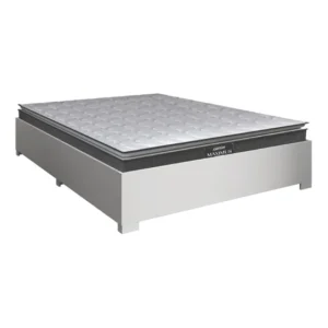 Cama Box Casal Desmontável com Colchão Molas Ensacadas Pillow Maximus 138x188x59cm Cinza e Branco Gazin