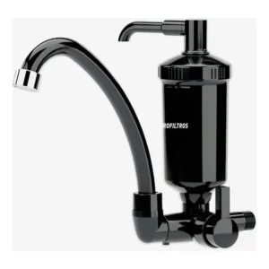 Torneira com Filtro Purificador Para Cozinha Bica Móvel de Parede Hidrofiltros Preta