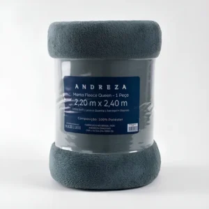 Manta Cobert Queen Fleece Microfibra Liso Andreza Ultra Soft Cor Chumbo