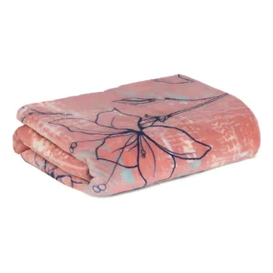 Manta Flannel Casal Rosa Floral Reversível 100% Poliéster Jolitex