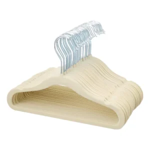 25 Cabides De Veludo Infantil Bege Ultrafino Slim Bege