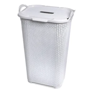 Cesto De Roupas Multiuso Organizador Com Tampa Branco 50l