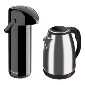 Kit Chaleira Elétrica 1.8L 220V Preto Unitermi + Garrafa Térmica 1L