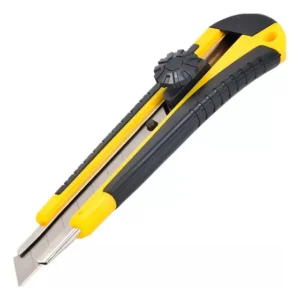 Estilete Retrátil Fertak Profissional Lâmina 18mm Amarelo com Trava