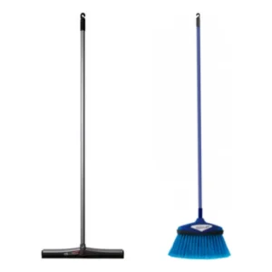 Kit Vassoura Multiuso E Rodo Borracha Dupla 45cm Com Cabo