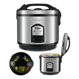 Panela De Arroz Elétrica Philco 5 Xícaras Inox - Visor Glass
