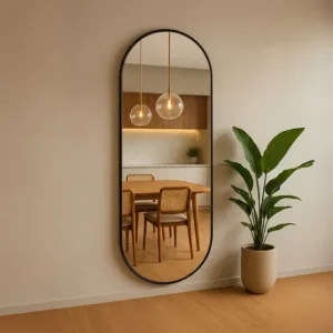 Espelho Oval Corpo Inteiro 90x50cm Em Metal Design