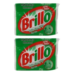 Kit 2 Palha Fina Numero 0 Aço Esponja Brillo Bombril 25g - Cinza