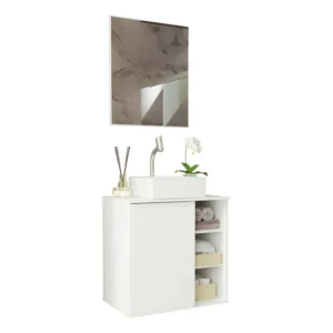 Armário Gabinete C/ Espelho Para Banheiro 60cm Branco Madesa