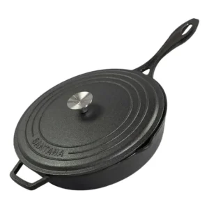 Frigideira Assadeira De Ferro Tampa E Cabo De Ferro 28 Cm