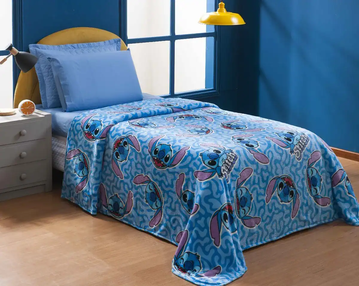 Manta Cobertor Queen Oficial Disney Personagem Stitch Cool Toque Macio Pelúcia 100% Flannel 180g Infantil Tamanho 2,40 M X 2,20 M - Andreza Enxovais - Imagem 5