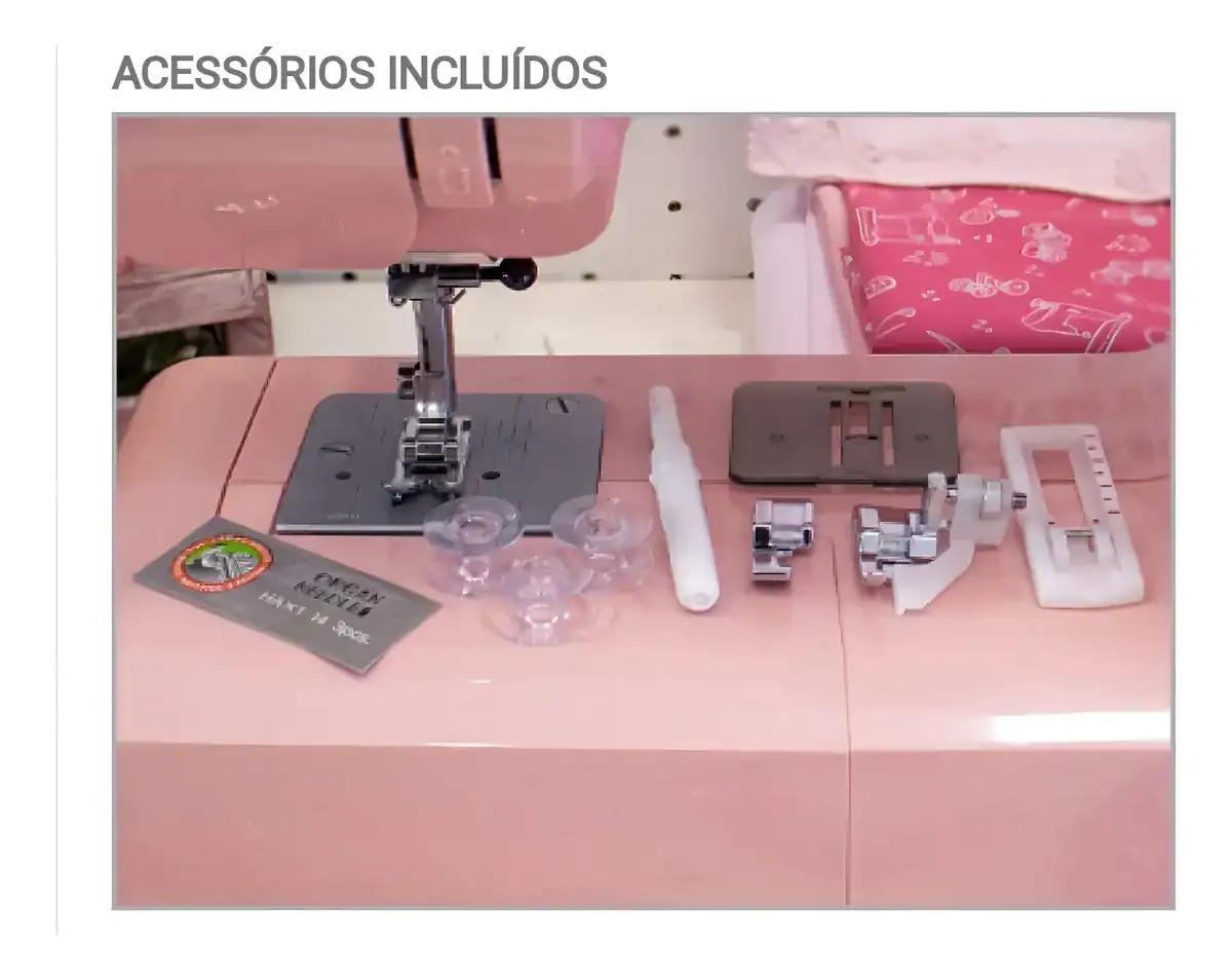 Máquina De Costura 12 Pontos 3112pk Janome Rosa Candy - Imagem 7