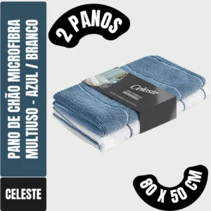 Kit C/ 2 Panos Mega Panão Em Microfibra De Chão Multiuso Azul E Branco - Tipo Toalha - Vidros - Secagem Automotiva - Sem Riscos Em Móveis - Telas - Tvs - Eletroeletrônicos - Cozinha - Banheiro
