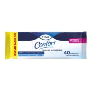 Toalha Umedecida Tena Confort Adulto 40 Lenços 19,5cmx24,5cm