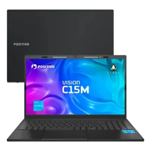 Notebook Positivo Vision C15M Intel Celeron N4500 Linux 8GB RAM 256GB eMMC Tela 15" Full HD IPS Antirreflexo – com Minitela - Cinza