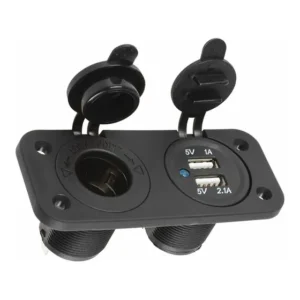 Painel Nautparts Tomada USB e Isqueiro 12V 24V com Luz Azul