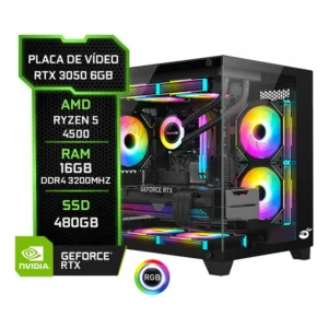 Pc Gamer Setup Ninja Kratos Iv, Rtx 3050 6gb, Amd Ryzen 5 4500, 16gb Ddr4, Ssd 480gb