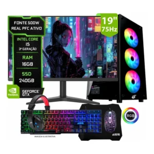 Pc Gamer Completo Setup Ninja Shadow I, Intel Core I5, 16gb Ram, Ssd 240gb, Video 1GB, Monitor 19 , Kit Periféricos