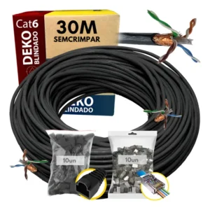 Cabo De Rede Cat6 Blindado Stp Uso Externo Sem Crimpar 30 Mt