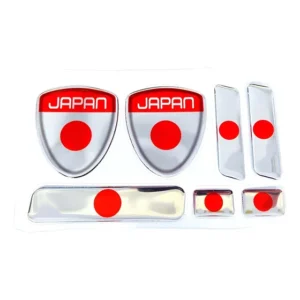 Kit Adesivo Emblema Bandeira Placa Coluna Japão Resinado