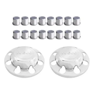 Kit Tampa Cubo Cromado Tração Iveco 8 Furos + Capa Porca